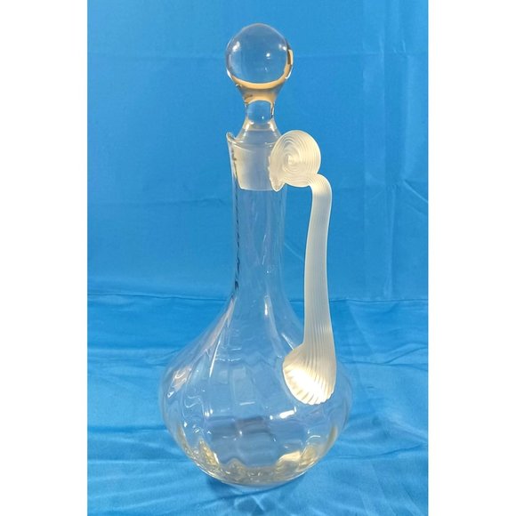 14.5" Lalique Style Art Deco Nouveau Frosted Glass Decanter Bottle Pitcher - Picture 3 of 8